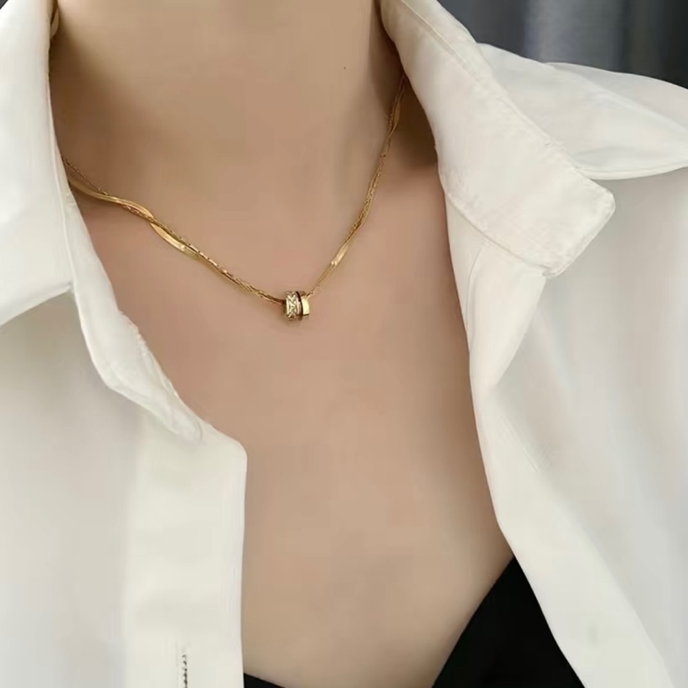 Brand New Titanium Steel Double Layer Clavicle Chain Necklace. - Picture 2 of 9